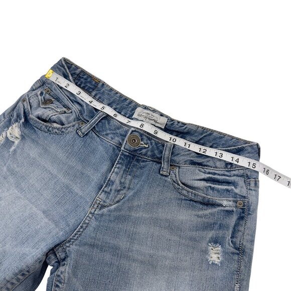 Aeropostale Womens Distressed Bermuda Denim Shorts 7/8 Low rise Blue Cotton - Picture 5 of 10
